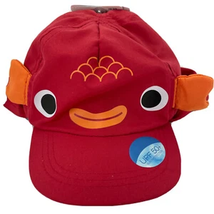 Toddler Sun Protection Hat Red Fish UPF 50+ with Flap Brim Stretch Back Packable - Picture 1 of 9