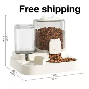 2 in 1 Automatic Pet Cat Feeder Dry Food And Water Dispenser New Clear - Picture 1 of 5