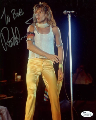ROD STEWART HAND SIGNED 8x10 COLOR PHOTO      BEST POSE EVER     TO BOB     JSA Cover