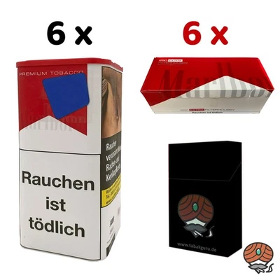 Marlboro Rot Tabak XL Dose 6x 155g, Marlboro Rot Extra Filterhülsen, Zubehör - Bild 1 von 4