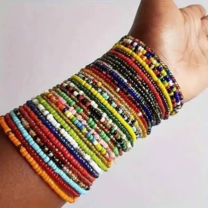 17 Stück Set Boho Ethno Perlenarmband – Bunte Beads Armbänder – Elastisch - Bild 1 von 4