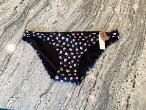 Victoria Secret PINK Swim Bikini Bottom Size XL Black With Pink Roses NWT - Bild 1 von 3