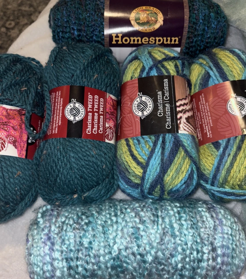 Lote de 6 madejas de hilo tonificado azul para tejer ganchillo artesanías acrílico Foto 1 de 1