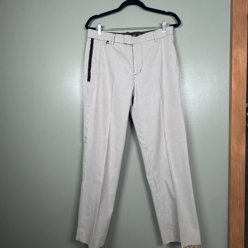 Pantalones modernos de diversión 100 % algodón a rayas para hombre talla 32 se siente como Seersucker Foto 1 de 4