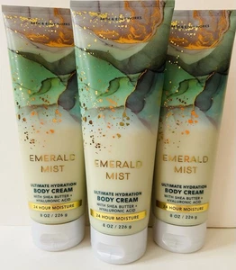 3 New Bath & Body Works EMERALD MIST 8 Oz Shea Butter Body Cream Lot Set - Picture 1 of 2