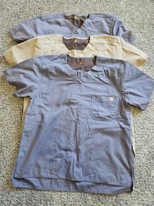 Carhartt Scrub Top Shirt Lot Of 3 Large  Modern Fit Ripstop Tan/Grey - Picture 1 of 5