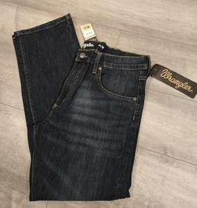 Mens Wrangler Jeans Slim Fit Size 36x30 Dark Wash Blue Nwt - Picture 1 of 13