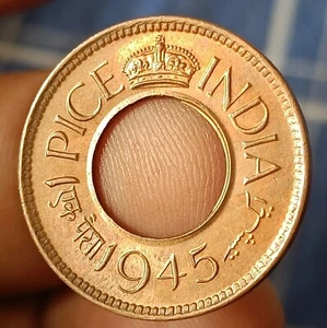 British India George VI,One pice 1945.RED UNC fantastic rare Superb grade(#K-1 ) - Picture 1 of 2