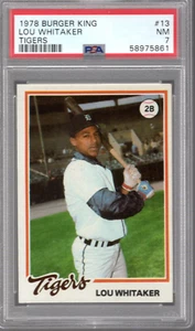 Lou Whitaker 1978 Burger King #13 RC PSA 7 - Picture 1 of 2