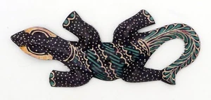 Colgante de pared de madera hecho a mano Batik pintado Gecko lagarto 15 cm arte Java - Imagen 1 de 2