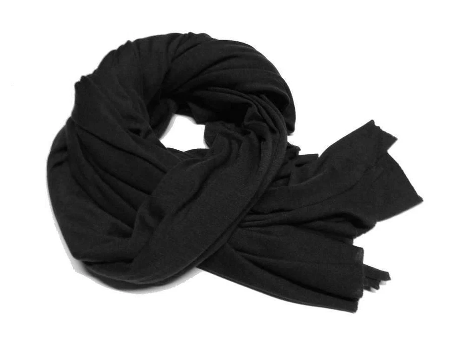 Sciarpa uomo donna pashmina nera nero jersey - Immagine 1 di 1