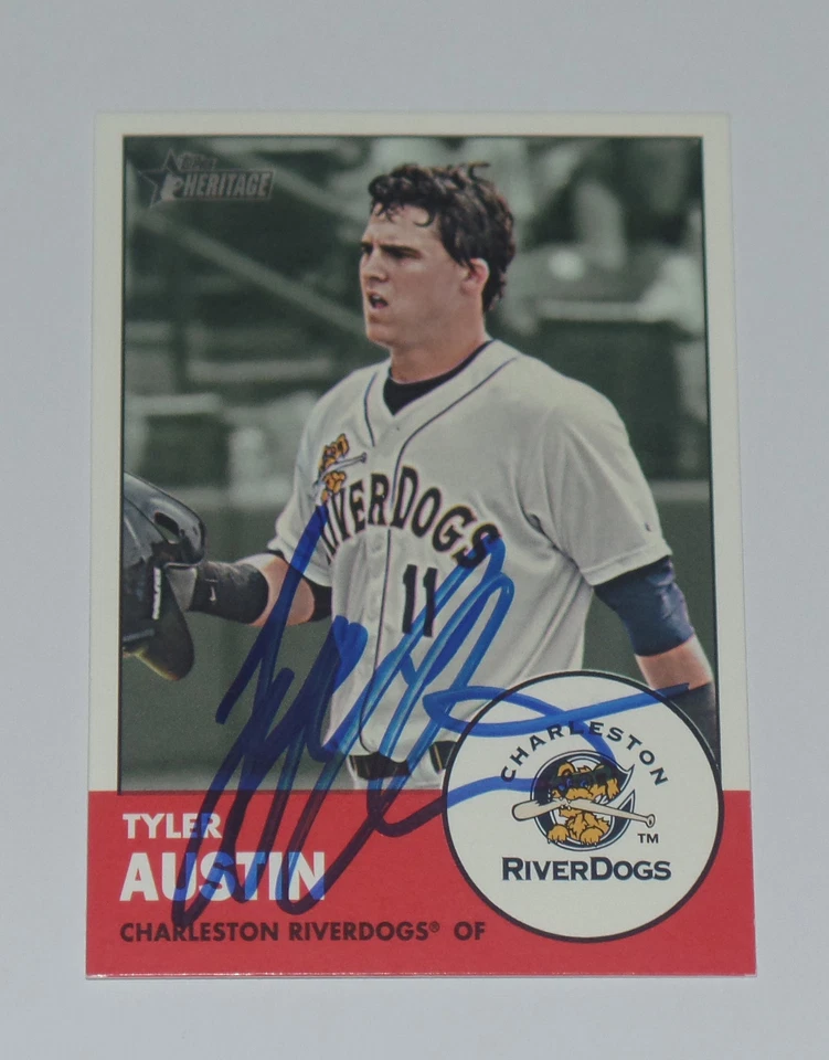 Tarjeta Topps Heritage Minors #23 Yankees Twins 2012 firmada por Tyler Austin Foto 1 de 1