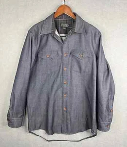 Pendleton Denim Wool Shirt Size M Button Western Cowboy Dark Wash Long Sleeve - Picture 1 of 9