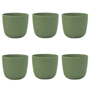 6x Mossgrün Pflanztopf rund mit Drainagesystem Übertopf Blumentopf Ø 12 cm - Bild 1 von 6