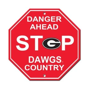 Georgia Bulldogs 12"x12" Plastic Stop Sign [NEW] NCAA Wall Banner Avenue Fan - Picture 1 of 1