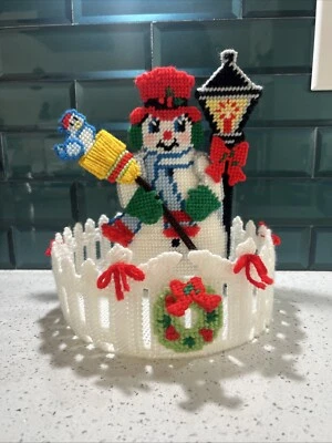 Vintage Bucilla Muñeco de Nieve Escarchado Navidad Completa Cesta Foto 1 de 4
