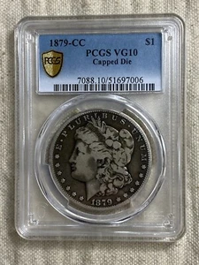 1879-CC Morgan Silver Dollar $1 PCGS VG10 Capped Die Gold Shield Trueviews - Picture 1 of 8