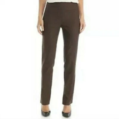 New Directions Women Stretch Pants Woven  Chocolate Brown Petite 4 New - Image 1 of 4
