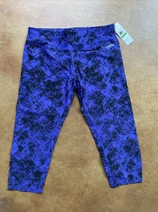 New Calvin Klein Womens Purple Performance Printed Cropped Leggings, Large - Picture 1 of 2