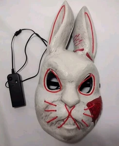 Scary Bunny Rabbit Halloween Mask Light Up Evil Creepy Lined Plastic Adult Size - Picture 1 of 3