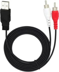 2 RCA Male to USB 2.0 A Male AV Audio Video Splitter Cable - Picture 1 of 5