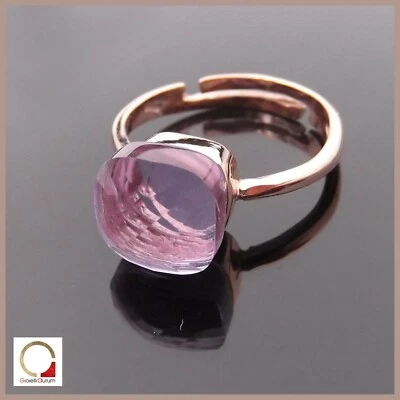 Anello solitario in argento 925 rosa da donna con Tanzanite misura regolabile - Immagine 1 di 4