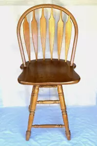 Vintage INTERCON Oak Wood Arrow Back Swivel Bar Stool - Rare!! - Picture 1 of 3