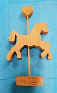 Wood Cut-out Heart Carousel Horses - Lot Makes 3 - Hand Cut - 3/4" Thick - Picture 1 of 1