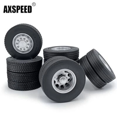 AXSPEED 8Stk Hex Vorder & Hinten Felgen Mit Reifen für RC 1/14 Tamiya 8x8 Truck - Bild 1 von 4