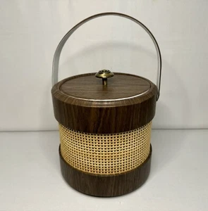 Cubo de hielo MCM vintage tejido de imitación de cuero y ratán/mimbre - Imagen 1 de 3