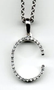 REAL 18ct white gold diamond initial pendants trace & chain A to Z B C D R S - Picture 1 of 9