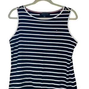 Tommy Hilfiger Size small navy/white striped sleeveless blouse - Picture 1 of 3