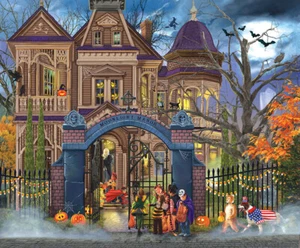 MOONLIGHT MANOR por Bigelow Illustrations SunsOut 1000 pc HALLOWEEN puzzle - NUEVO - Imagen 1 de 1
