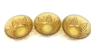 Amber Glass Candy Bowl Decorative Edge KIG Indonesia Floral Rose - Picture 1 of 3