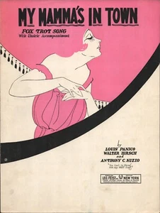 1926 MY MAMMA'S IN TOWN vintage Jazz sheet music FOX TROT piano ukulele ART DECO - Picture 1 of 2
