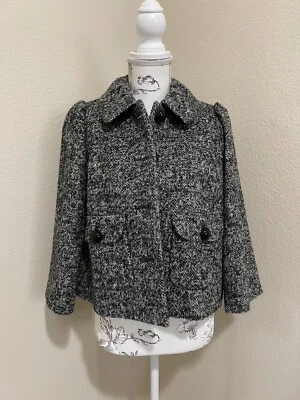 Et Vous Pour La Redoute 3/4 Bell Sleeves Short Swing Wool Mohair Coat US Size 6 - Image 1 of 4