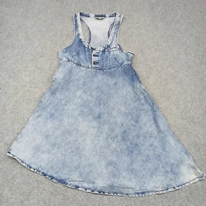 Diesel Jeans Dress XS Blue Acid Wash Denim Asymmetric Sleeveless Extra Small - Picture 1 of 15