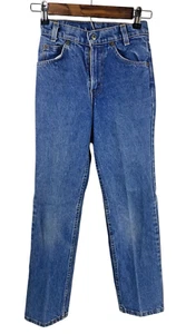 Vintage Levis 501 Jeans Boys 12 Slim 1980s 80s USA Orange Tab 22x26 Med Wash - Picture 1 of 10