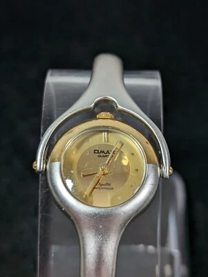 Omax Gold Tone Dial Round Silver Tone Case Bracelet Band Watch - Image 1 of 4