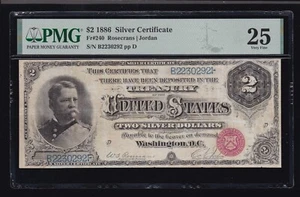 US 1886 $2 Hancock Silver Certificate Note FR 240 PMG 25 VF (292) - Picture 1 of 2