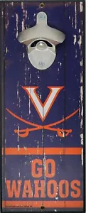 University of Virginia Bottle Opener Sign Wall Mounted Hardboard 5" X 11" New - Picture 1 of 3
