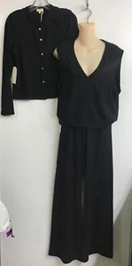 Donni Black 3pc Soft Fleece Cardigan/Vest/Wide Leg Pants Nwt Size XS/S - Picture 1 of 9