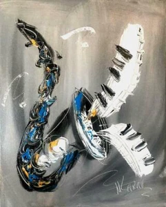 JAZZ CITY Mark Kazav Abstract Modern CANVAS Original Painting RTDHuef4YJ - Picture 1 of 1