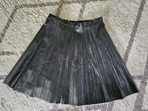 Black J.Crew Faux-Leather Pleated A-Line Mini Skirt Size 0 New With Tags - Picture 1 of 14