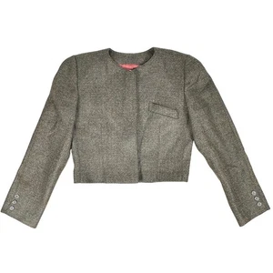 100 % Wolle Linda Allard For Ellen Tracy Cropped Blazer Tweed Größe 8 P Petite - Bild 1 von 9