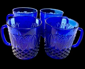 Avon ROYAL SAPPHIRE Kobaltblau Glas Kaffeetassen 4er Set Frankreich Vintage 10 Unzen 4,4" - Bild 1 von 9