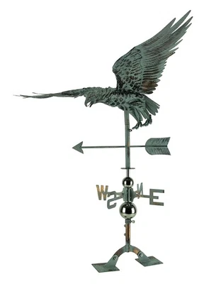Zeckos Verdigris pátina metal Flying Eagle veleta meteorológica con montaje en techo Foto 1 de 3