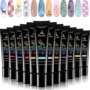 Biutee Nail Stamping Polish Gel Set - 12 Farben Stempel Nageldruck Set - Rot, Schwarz - Bild 1 von 12