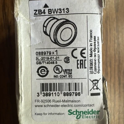 Lote de 3 ZB4Bw313. Pulsador iluminado blanco SCHNEIDER Harmony Bin 2 Foto 1 de 4