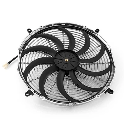 16" Reversable 12V 'S' Blade Radiator Electric Thermo Fan - Big Motor Chrome Foto 1 de 2